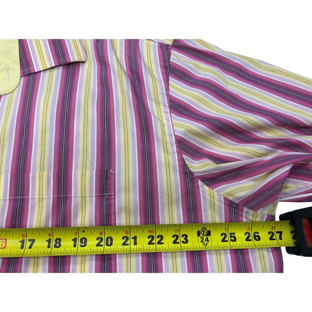 Savoia Cocktail Gordon Mitchell Shirt Mens 2XL Pink Yellow Flip Cuff Hipster - Picture 4 of 6